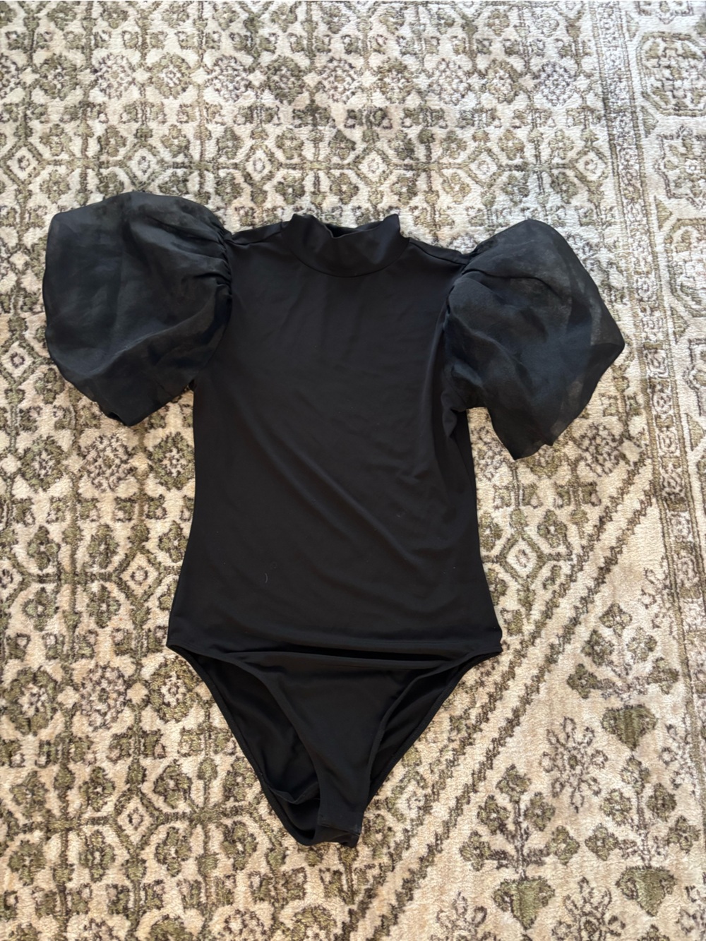 ANTONIO MELANI Black Puff-Sleeve Bodysuit Camisole